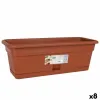 Planter with Dish Dem Squares Rectangular Brown 50 x 20 cm (8 Units)