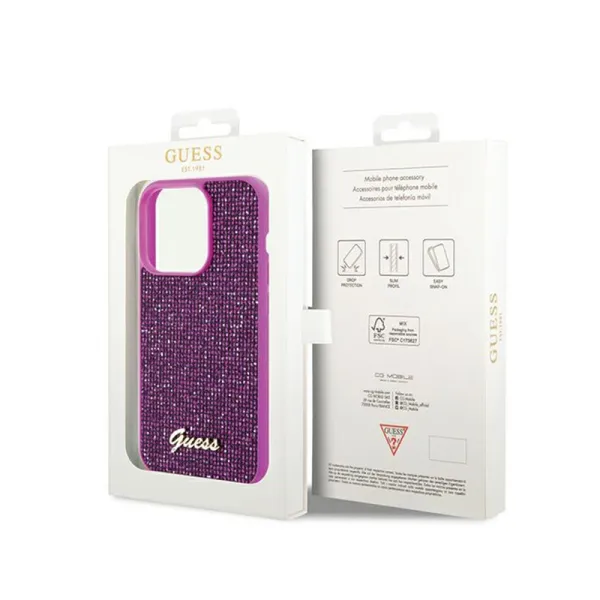 Guess Disco Metal Script - iPhone 14 Pro Case (fuchsia)