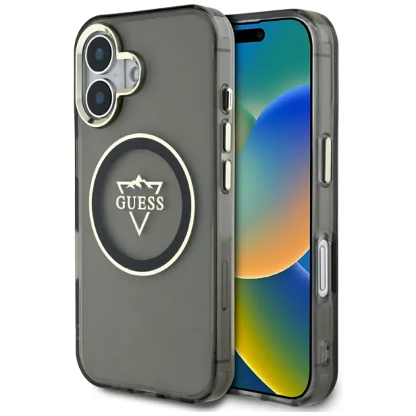 Guess IML Metal Mountain Logo MagSafe - Case for iPhone 16 (black)