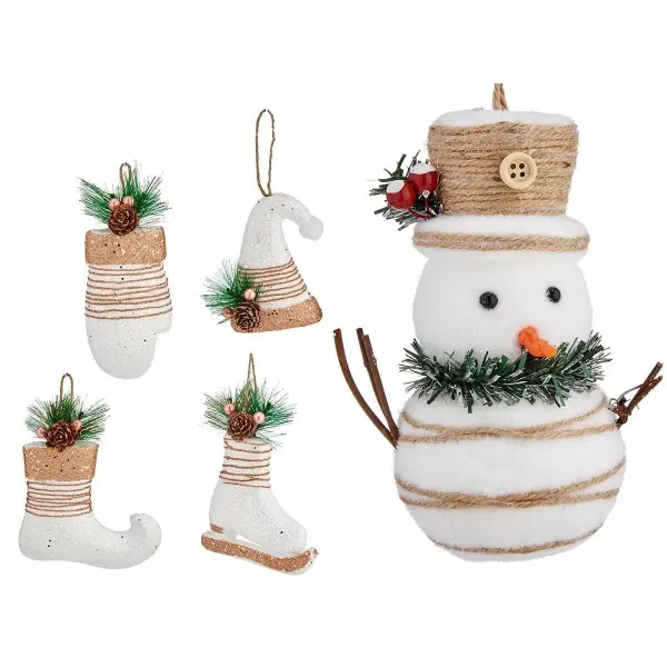 Christmas Decorations Set White (24 Units)