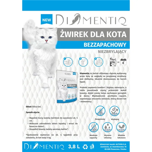 Cat Litter Diamentiq Neutral 3,8 L