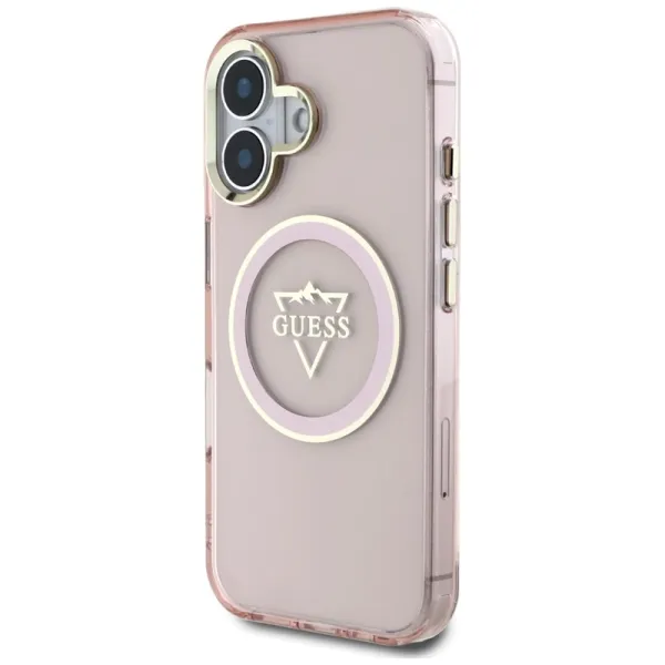 Guess IML Metal Mountain Logo MagSafe - Case for iPhone 16 (pink)