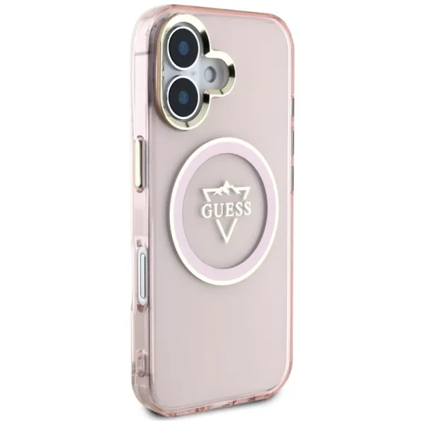Guess IML Metal Mountain Logo MagSafe - Case for iPhone 16 (pink)