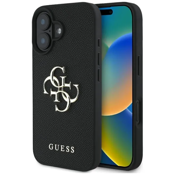Guess Grained Big 4G Logo Small Classic Logo - Case for iPhone 16 (black)