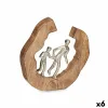 Decorative Figure Family Silver Metal 24,5 x 24,5 x 5 cm (6 Units)