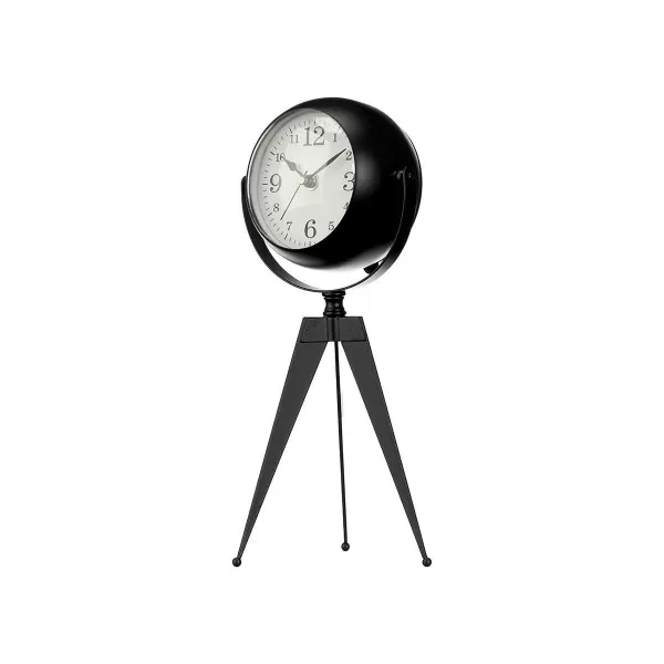 Table clock Tripod Black Metal 12 x 30 x 12 cm (4 Units)