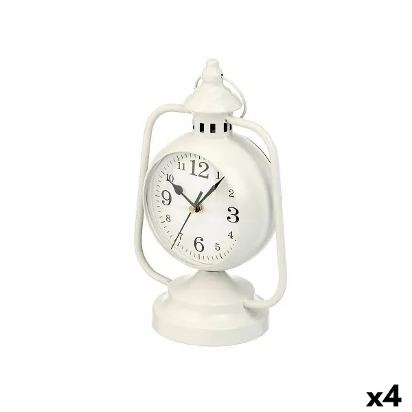 Table clock Lamp White Metal 17 x 25 x 11,3 cm (4 Units)