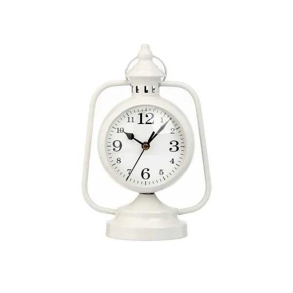 Table clock Lamp White Metal 17 x 25 x 11,3 cm (4 Units)