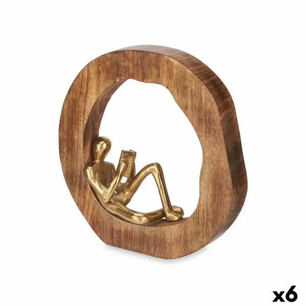 Decorative Figure Reading Golden Metal 26 x 25 x 7 cm (6 Units)