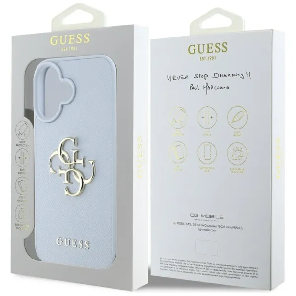 Guess Grained Big 4G Logo Small Classic Logo - Case for iPhone 16 (blue)