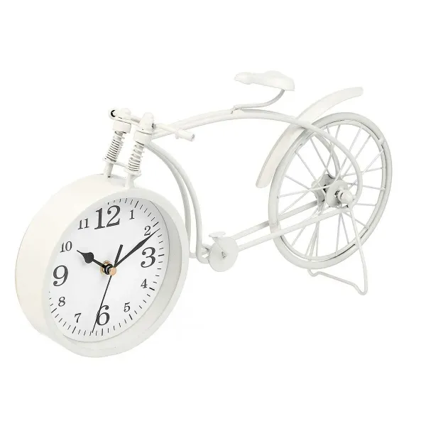 Table clock Bicycle White Metal 38 x 20 x 4 cm (4 Units)