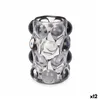 Candleholder Microbeads Grey Crystal 8,4 x 12,5 x 8,4 cm (12 Units)