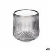 Candleholder Stripes Grey Crystal 9 x 9,5 x 9 cm (12 Units)