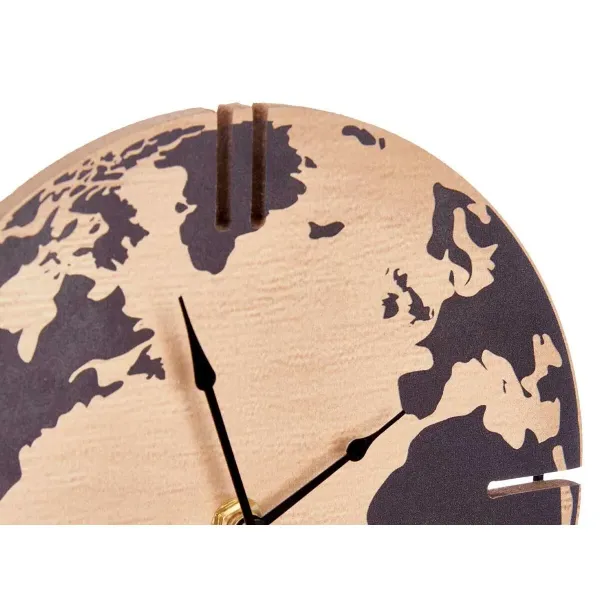 Table clock World Map Black Metal MDF Wood 22,5 x 30,5 x 12 cm (6 Units)