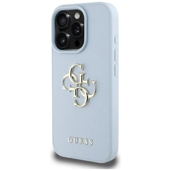 Guess Grained Big 4G Logo Small Classic Logo - Case for iPhone 16 Pro Max (blue)