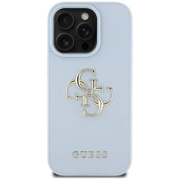Guess Grained Big 4G Logo Small Classic Logo - Case for iPhone 16 Pro Max (blue)