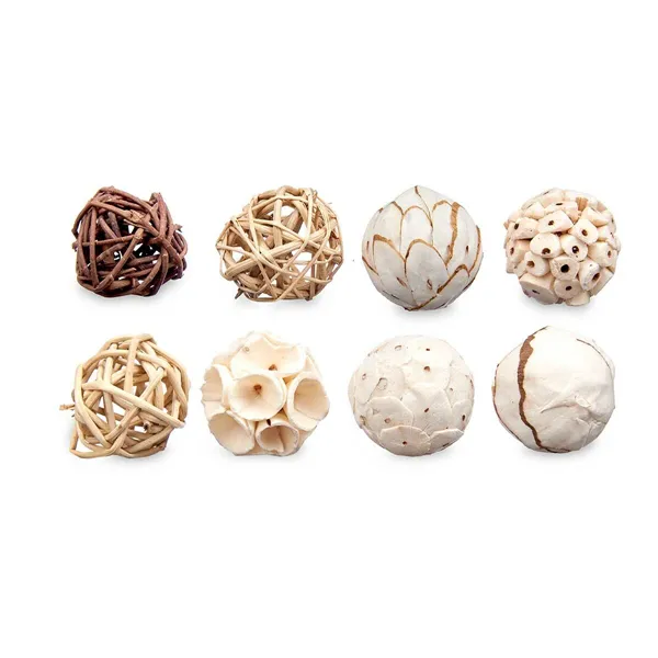 Set of Decorative Balls White Brown (12 Units)