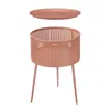 Side table Stripes Golden Terracotta Metal 40 x 57 x 40 cm