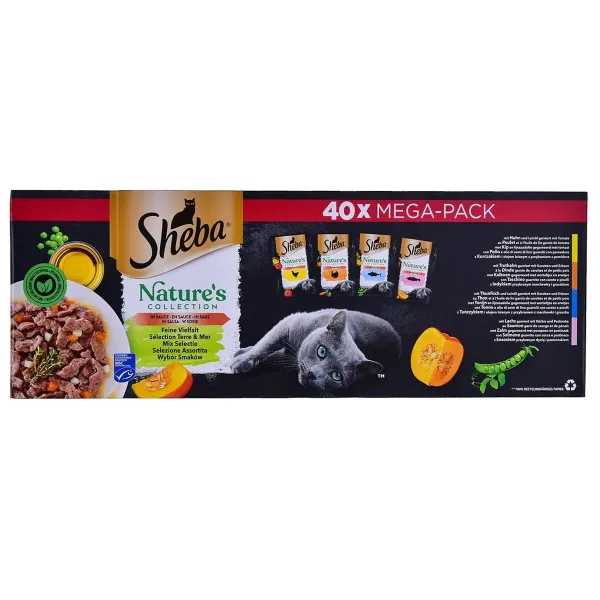 Cat food Sheba Nature's Collection Mix Chicken Salmon Tuna Turkey 40 x 85 g