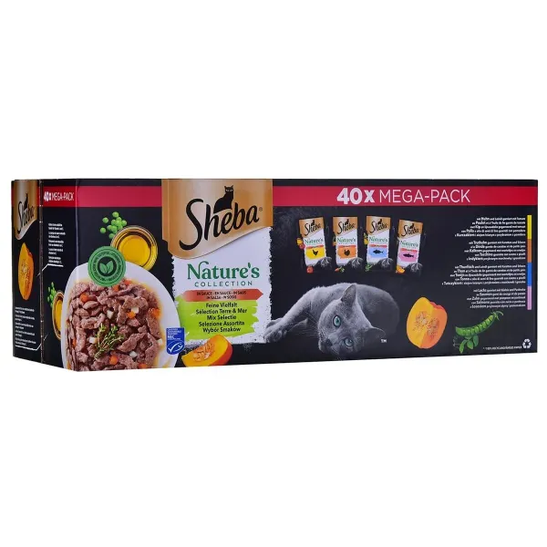 Cat food Sheba Nature's Collection Mix Chicken Salmon Tuna Turkey 40 x 85 g