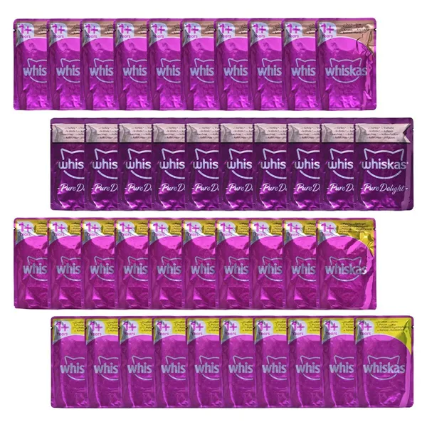 Cat food Whiskas Pure Delight Chicken Turkey Duck Birds 40 x 85 g