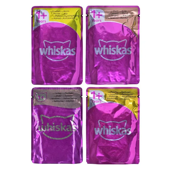 Cat food Whiskas Jelly Chicken Turkey Duck Birds 80 x 85 g