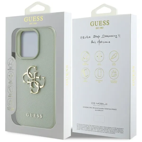 Guess Grained Big 4G Logo Small Classic Logo - Case for iPhone 16 Pro (green)