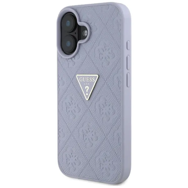 Guess Hot Stamp 4G Pattern Triangle Metal Logo - Case for iPhone 16 (purple)