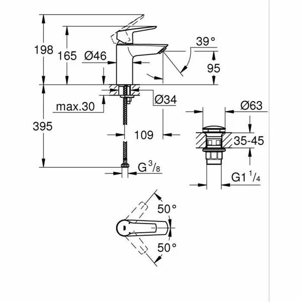 Mixer Tap Grohe Start S Matte back Brass