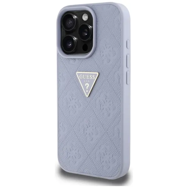 Guess Hot Stamp 4G Pattern Triangle Metal Logo - Case for iPhone 16 Pro (purple)