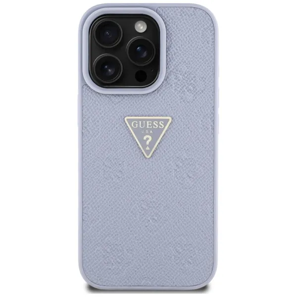 Guess Hot Stamp 4G Pattern Triangle Metal Logo - Case for iPhone 16 Pro (purple)