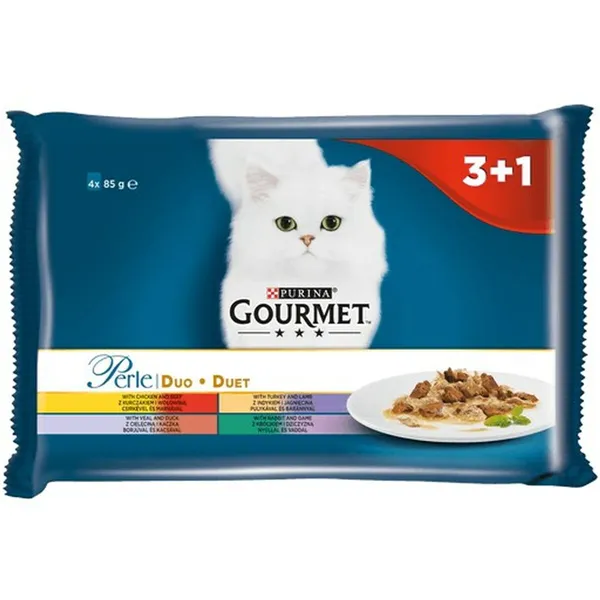 Cat food Purina   Chicken Veal Lamb Duck Wild Boar Rabbit 4 x 85 g