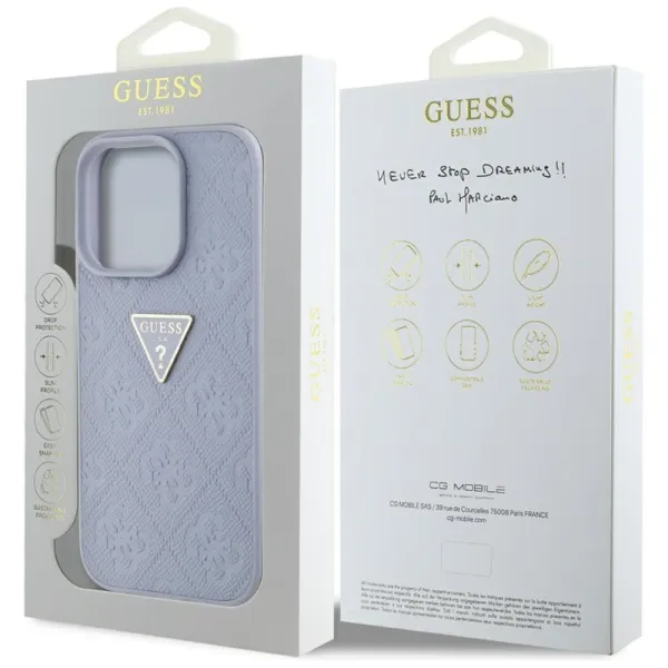 Guess Hot Stamp 4G Pattern Triangle Metal Logo - Case for iPhone 16 Pro (purple)