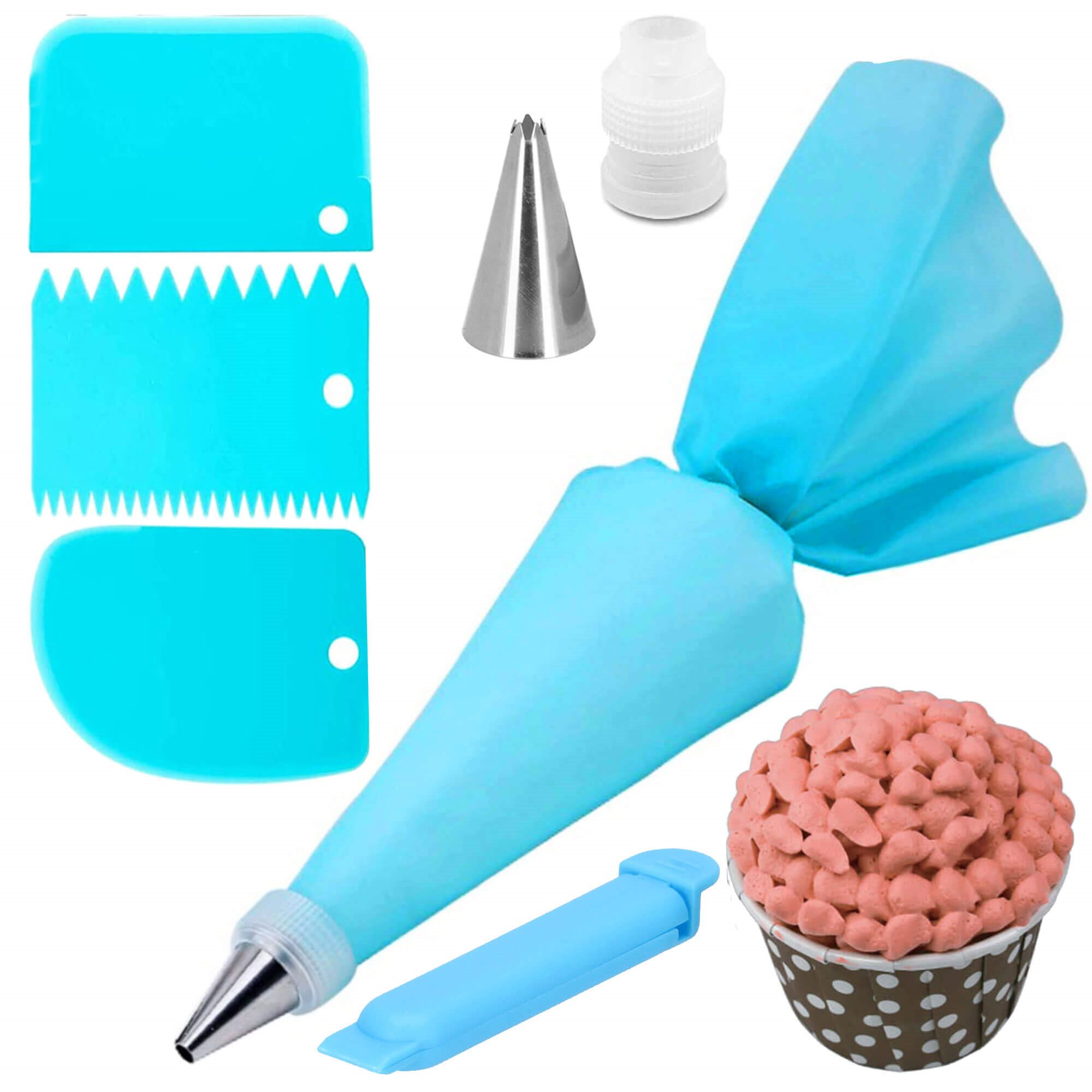 Pastry Set Decorating Piping Bag Nozzles Spatulas Springos KI0055 7 pcs. Blue