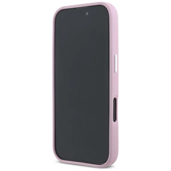 Karl Lagerfeld Saffiano Full Wrapped Elongated Metal Logo MagSafe - Case for iPhone 16 Pro (pink)