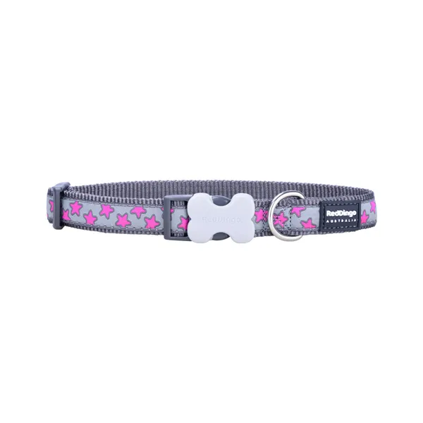 Dog collar Red Dingo STYLE HOT PINK ON COOL GREY 31-47 cm