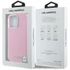 Karl Lagerfeld Saffiano Full Wrapped Elongated Metal Logo MagSafe - Case for iPhone 16 Pro (pink)