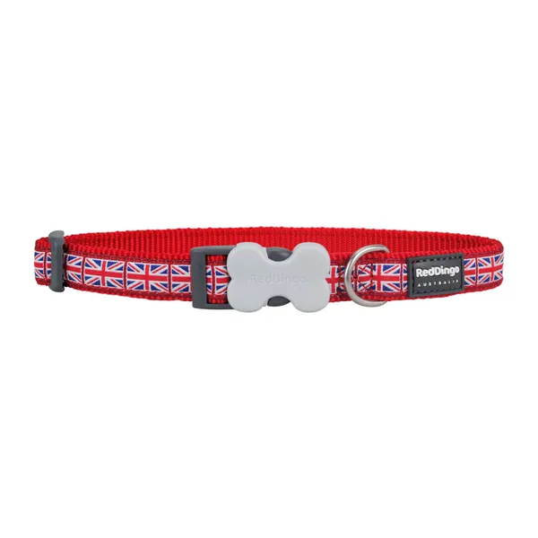 Dog collar Red Dingo STYLE UNION JACK FLAG 31-47 cm