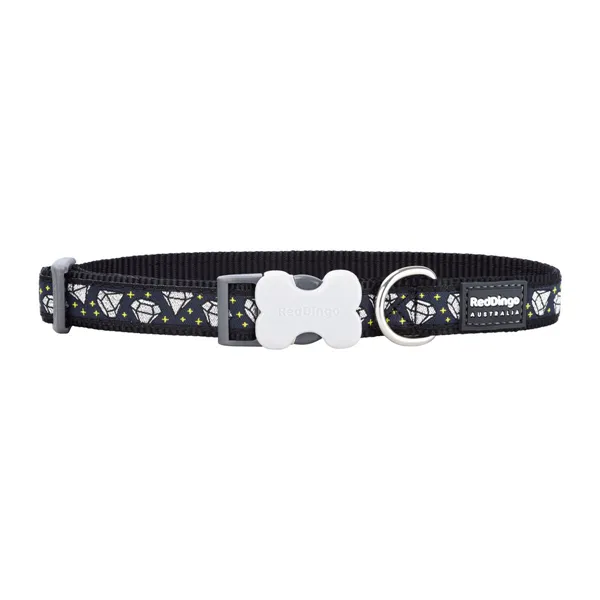 Dog collar Red Dingo STYLE DIAMOND Black 41-63 cm