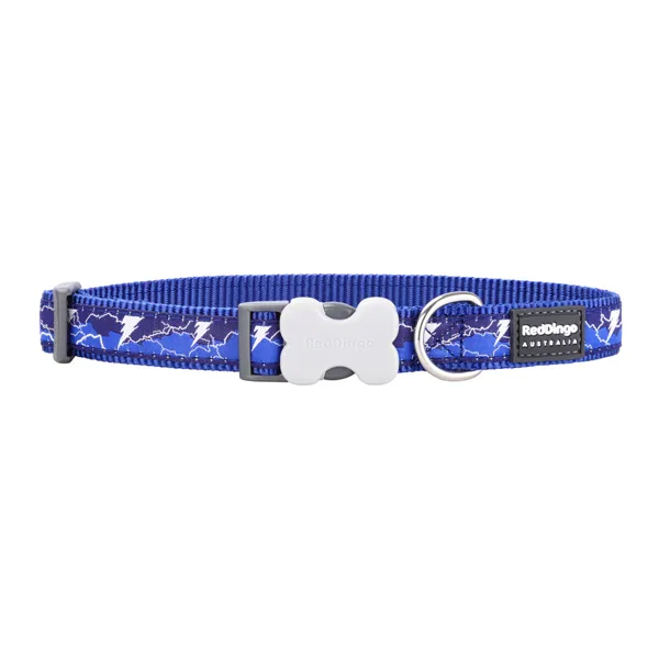 Dog collar Red Dingo STYLE LIGHTNING Navy Blue 41-63 cm