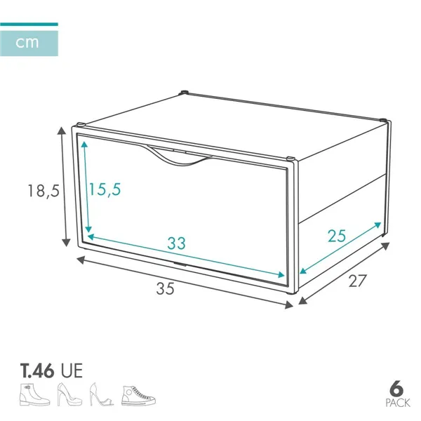 Stackable shoe box Max Home White 6 Units polypropylene ABS 35 x 18,5 x 27 cm