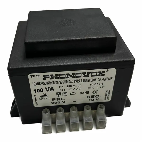 Safety transformer for swimming pool lighting PHONOVOX tp31100 100 VA 12 V 230 V 50-60 Hz 9,8 x 7,9 x 7,4 cm