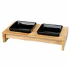 Dog Feeder Trixie 24820 Double Wood Ceramic 200 ml 28 x 5 x 15 cm