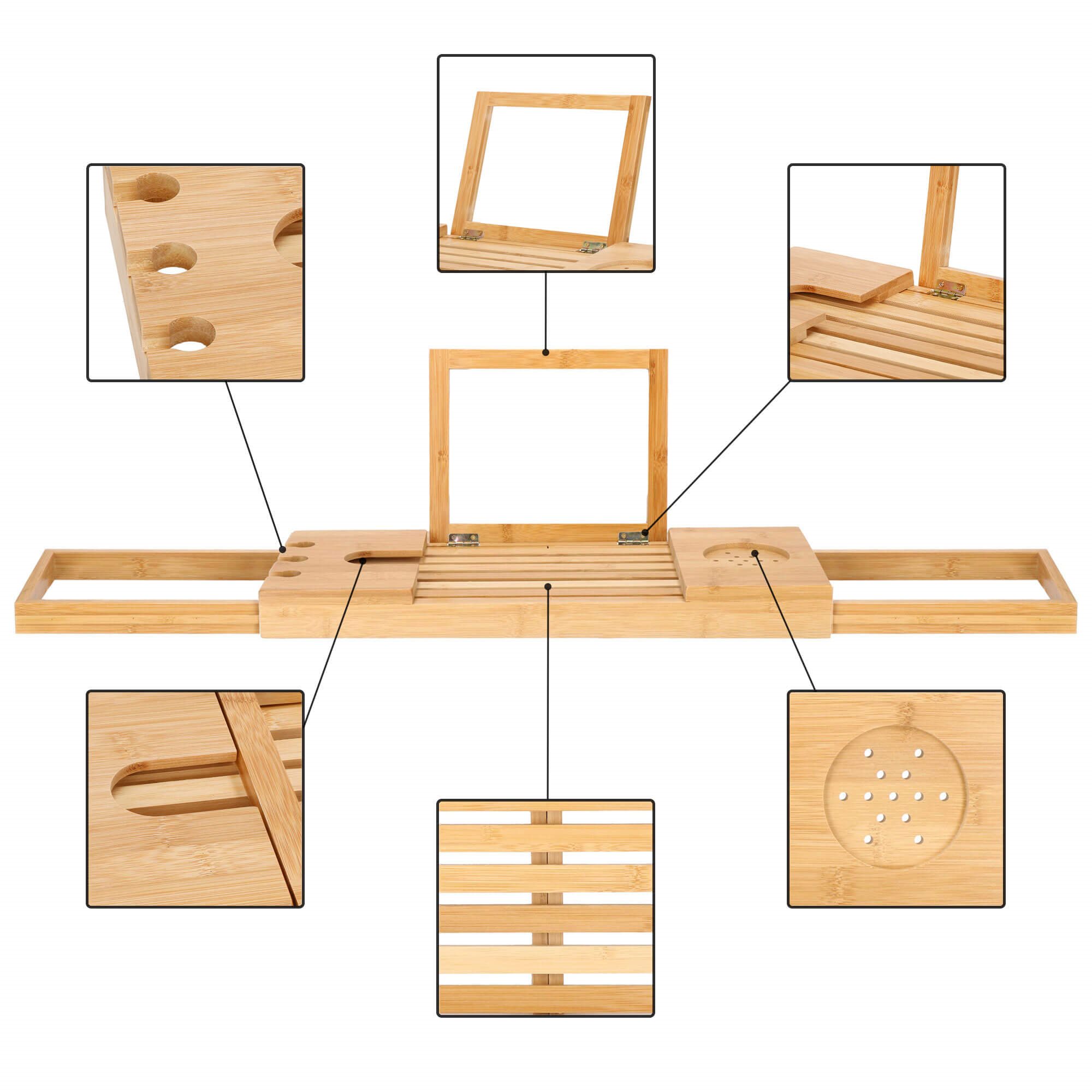 HA1023 BAMBOO BATHTUB SHELF