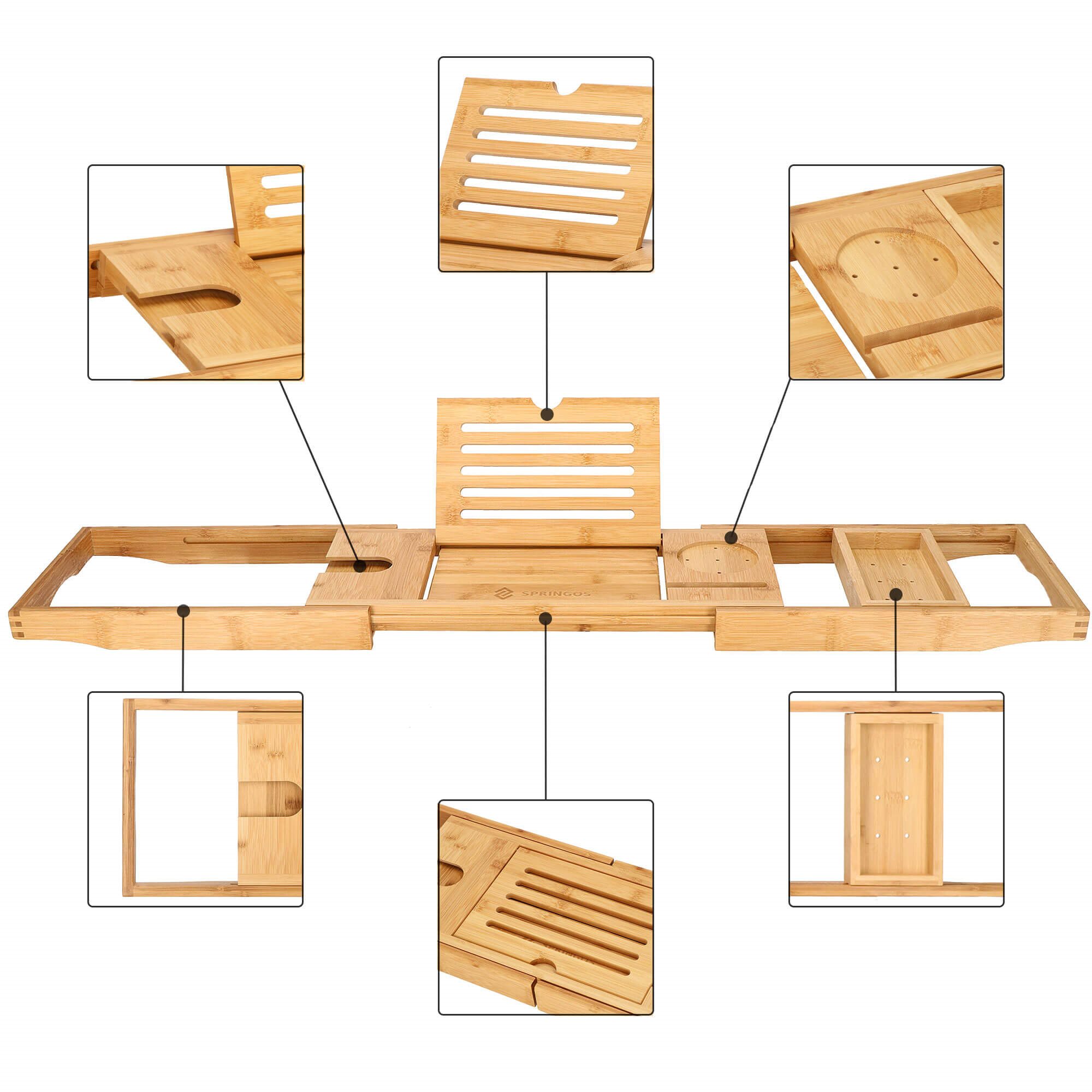 HA1025 BAMBOO BATHTUB SHELF