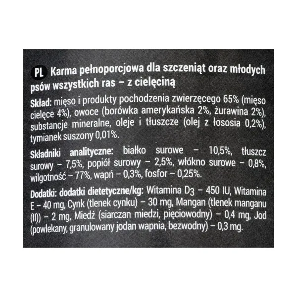 Wet food Dolina Noteci Rafi Junior Blueberry Veal 400 g