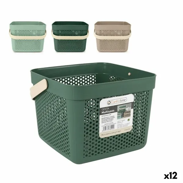 Multi-purpose basket Confortime Plastic 12 L 27 x 27 x 21 cm (12 Units)