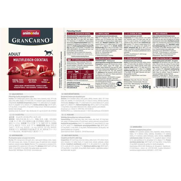 Wet food Animonda GranCarno Chicken Turkey Meat Veal 800 g