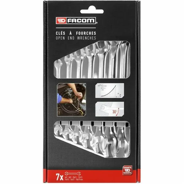 Double Open-end Wrench Set Facom 44.J7PB 6-19 mm 7 Pieces