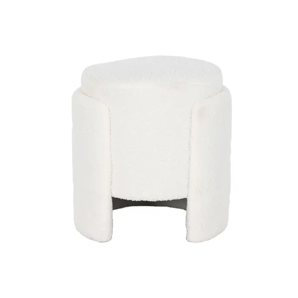 Footrest Home ESPRIT White Polyester MDF Wood Scandi 40 x 40 x 43 cm